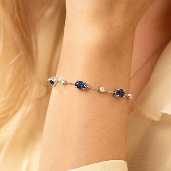 Blue Sapphire Bracelet In Sterling Silver And Gold, 7 of 12