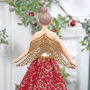 Red And Gold Skirt Angel Christmas Tree Topper, thumbnail 3 of 4