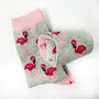 Personalised Christmas Flamingo Bamboo Socks With Gold Foil Label, thumbnail 12 of 12
