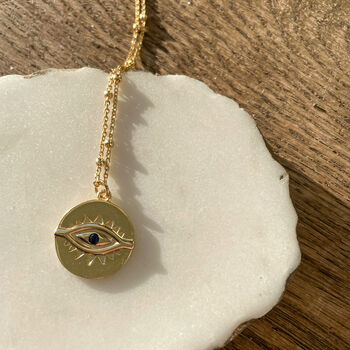 Halina Evil Eye Coin Necklace | 18 K Gold Plated, 6 of 8