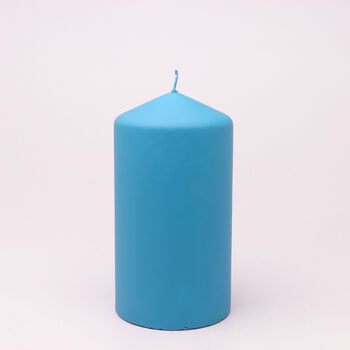 G Decor Henry Velvet Matt Powder Blue Pillar Candles, 4 of 7
