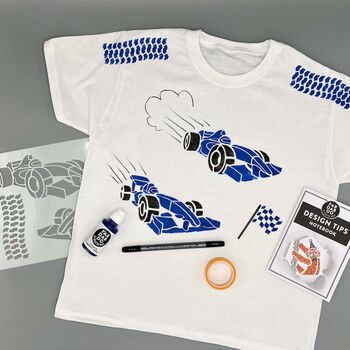 Racing Cars Kids T Shirt Painting Starter Kit, 3 of 10