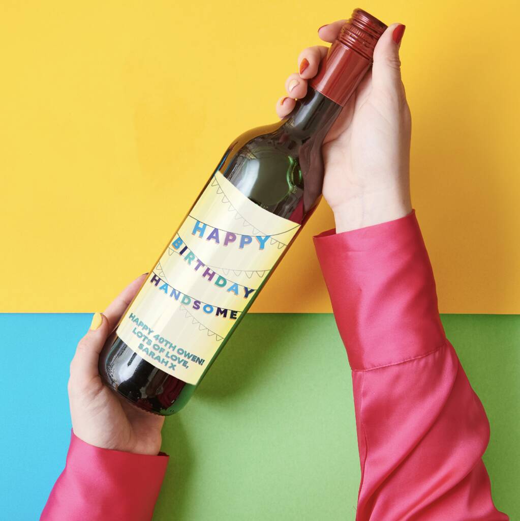 Personalised Happy Birthday Handsome Red Wine, 1 of 2