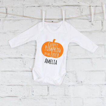 Cutest Pumpkin In The Patch Halloween Baby Grow, 2 of 4
