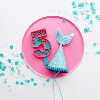 Mermaid Number Cake Topper Under The Sea Beach Party, 3 of 6