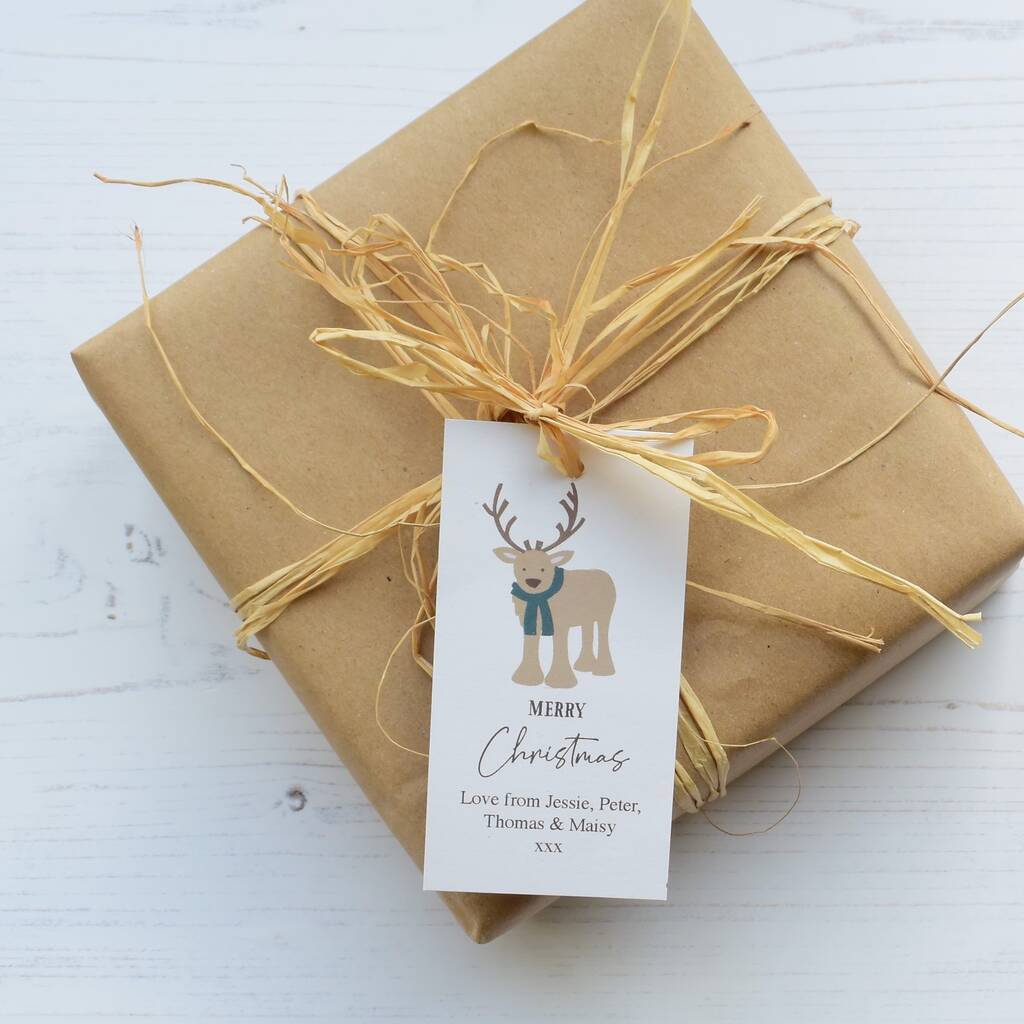 10 Personalised Reindeer Personalised Christmas Gift Tags, 1 of 2