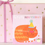 Happy Birthday Cat And Cake Greetings Card, thumbnail 3 of 4