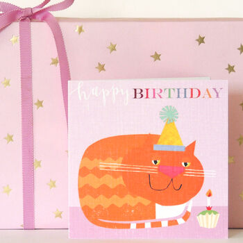 Happy Birthday Cat And Cake Greetings Card, 3 of 4