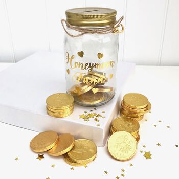 Honey Moon Fund Money Box With Chocolate Coins, 2 of 4