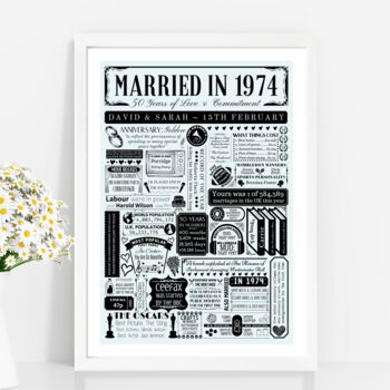 Personalised 50th Golden Wedding Anniversary Poster, 8 of 9
