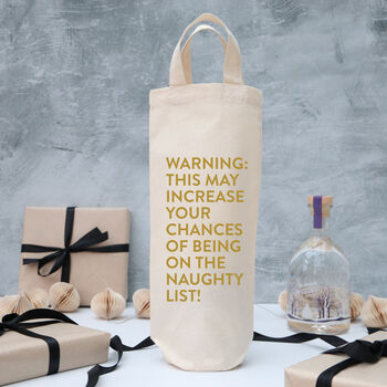 Funny Christmas Bottle Gift Bag 'Naughty List', 3 of 3