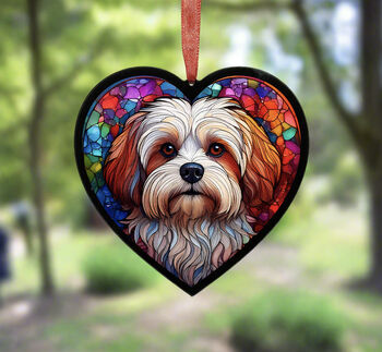 Lhasa Apso Stained Glass Effect Heart Suncatcher, 5 of 5
