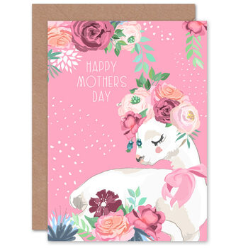 Llama With Roses Pink Happy Mothers Day Card, 2 of 4