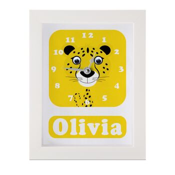 Personalised Childrens Cheetah Clock, 9 of 10