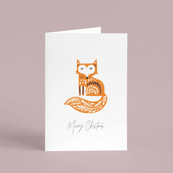 Decorative Folk Fox Christmas Card Pack, 2 of 4