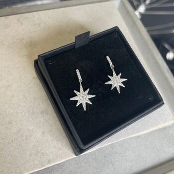 Sterling Silver Dangly North Star Earrings, 12 of 12