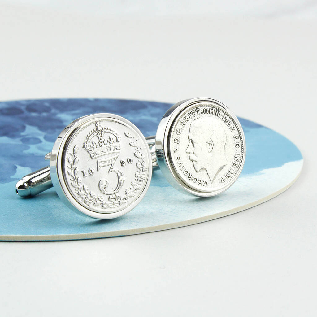 Image of 1920 100 Years Silver Threepence Cufflinks, Silver