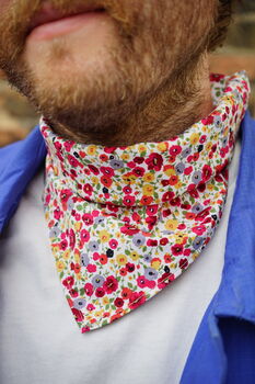 Mens Mixed Ditzy Floral Cotton Neckerchief, 9 of 12