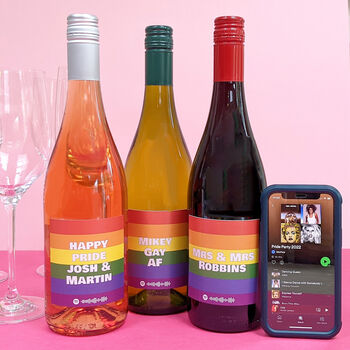 Personalised Pride Party Wine Bottle With Playlist, 4 of 4