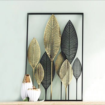 Modern Black And Gold Leaf Luxury Wall Art Decor, 9 of 12