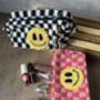 Checkered Punch Needle Smiley Make Up Bag, thumbnail 7 of 7