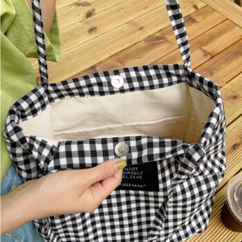 Checkered 'Enjoy Yourself Believe' Pastel Tote Bags, 6 of 8