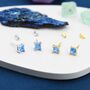Princess Cut Aquamarine Blue Cz Stud Earrings, thumbnail 8 of 12