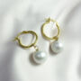 Aoife Baroque Pearl Gold Plated Silver Hoop Earrings, thumbnail 1 of 4