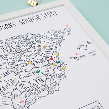 Personalised Spain Travel Map Pinboard, 3 of 3