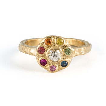 'Iridiana' Rainbow Sapphire Halo Engagement Ring, 2 of 7