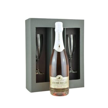 Valentine:Crémant D'alsace Rosé Sparkling Wine Gift, With Two Champagne Flutes, 2 of 2