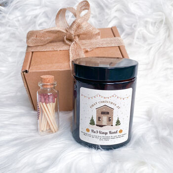 Personalised First Christmas At New Home Scented Candle, 3 of 5