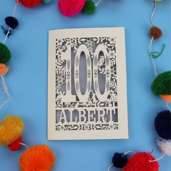 Personalised 100th Birthday Card Papercut Woodland Design, 6 of 8