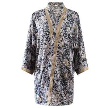 Black And Gold Floral Viscose Summer Jacket, 7 of 7