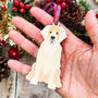 Golden Retriever Hanging Wooden Christmas Decoration, thumbnail 1 of 5
