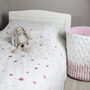Pink Embroidered Star Cot Bed Duvet And Pillowcase Set, thumbnail 1 of 5