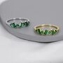 Emerald Green Baguette Cz Cluster Ring Sterling Silver, thumbnail 4 of 11