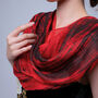 100% Mulberry Silk Scarf, Red And Black In Gift Box, thumbnail 2 of 12