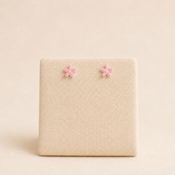 4mm Sterling Silver Pink Forget Me Not Stud Earrings, 4 of 6