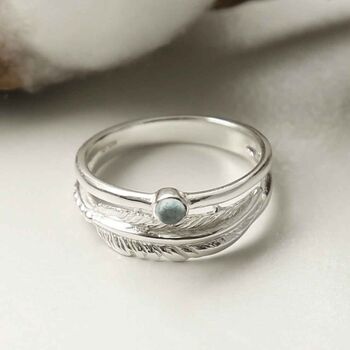 Sterling Silver Gemstone Feather Rings, 5 of 8