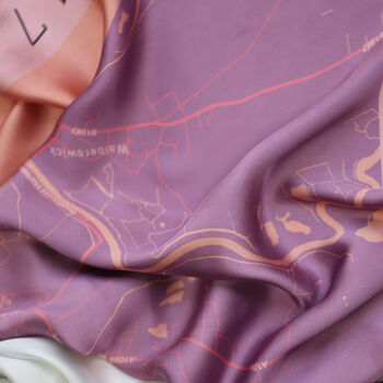 Personalised Pink Romance 'Where We Started' Map Scarf, 7 of 12