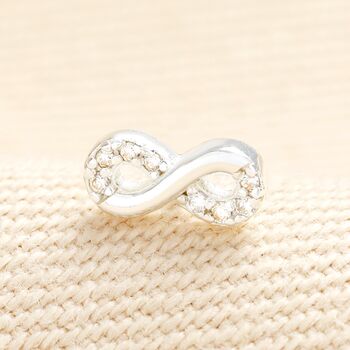 Stainless Steel Crystal Infinity Piercing Earring In Silver, 2 of 4