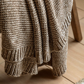 Natural Chunky Chenille Knit Throw, 2 of 3