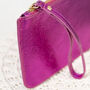 Metallic Leather Clutch Purse With Wrist Strap, thumbnail 3 of 12