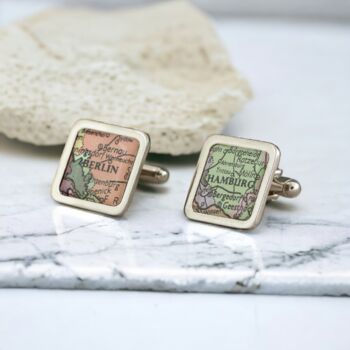 Personalised Vintage Square Map Cufflinks, 2 of 7