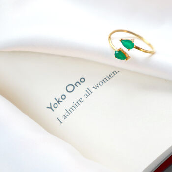 Green Onyx Teardrop Adjustable Gold Plated Ring, 9 of 9