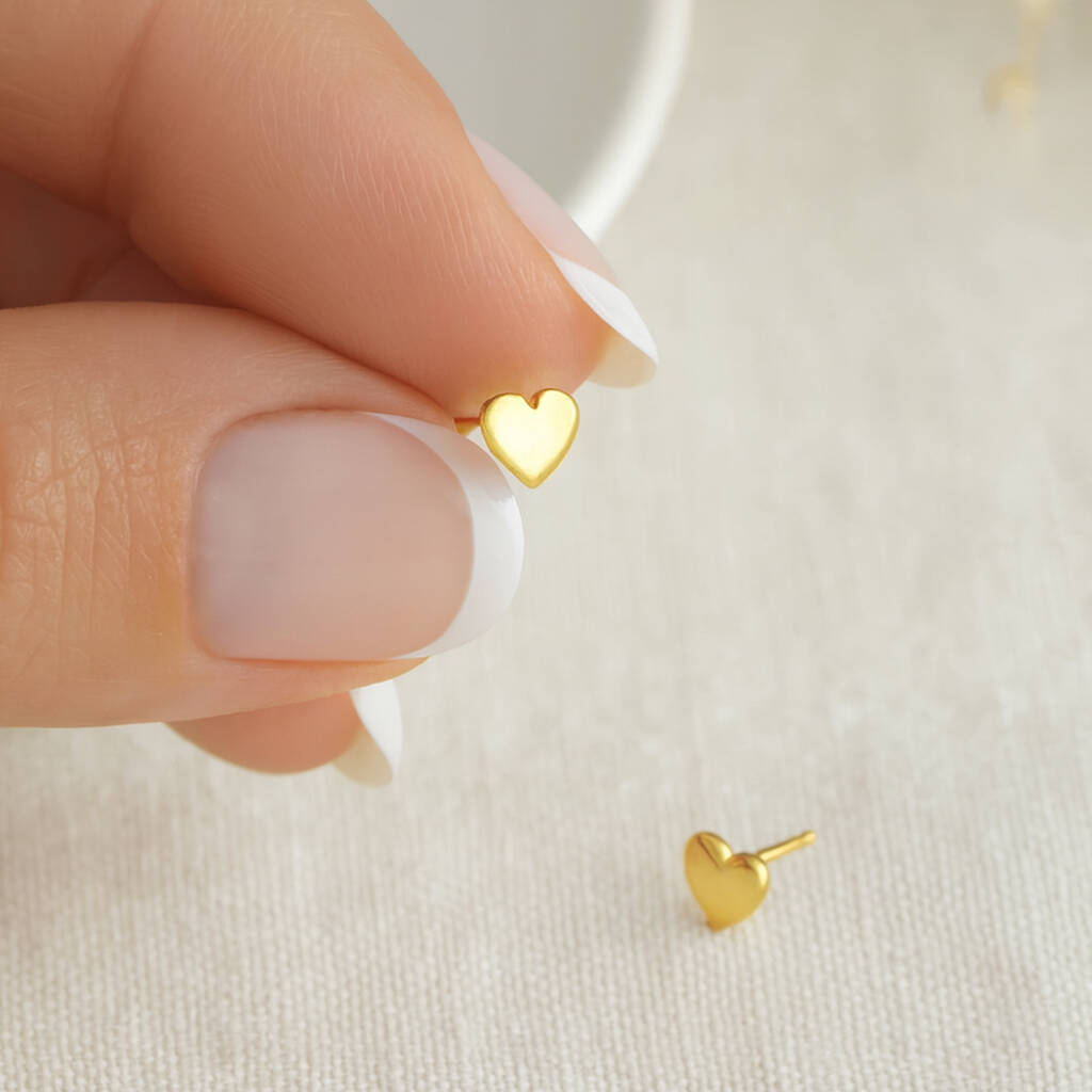 9ct Gold Heart Micro Stud Earrings – 4mm, 1 of 9