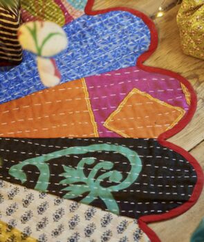 Recycled Kantha Patch Sari Tree Skirt, 3 of 3