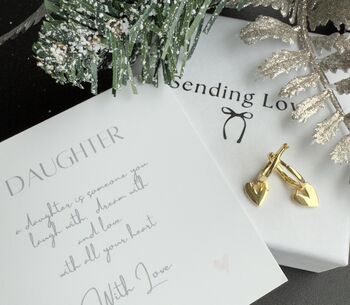 Christmas Gift For Daughter Heart Earrings With Card, 4 of 5