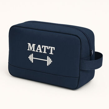 Personalised Navy Gym Wash Bag – Father’s Day Gift, 2 of 4